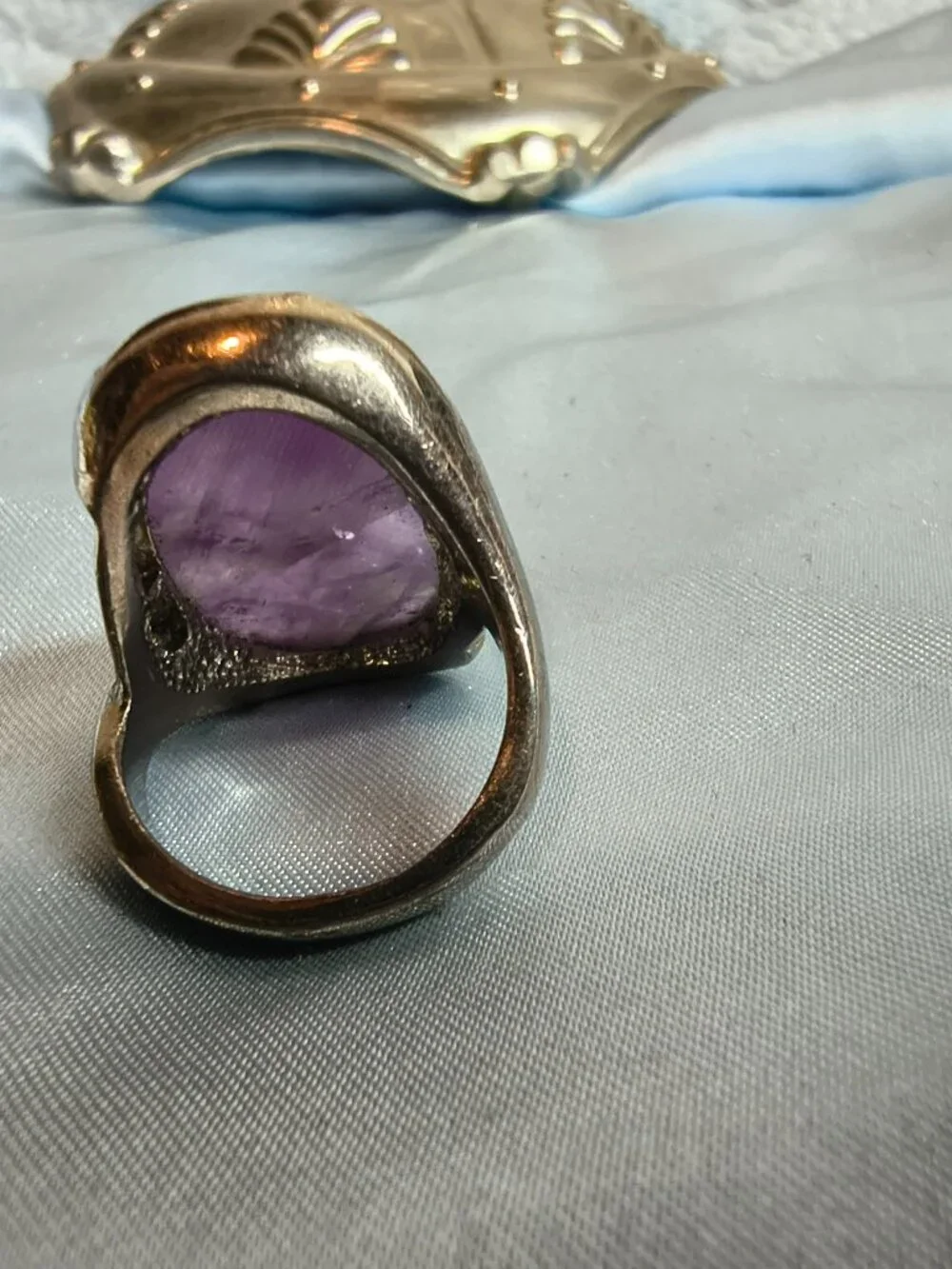 Silver Tone Amethyst Ring